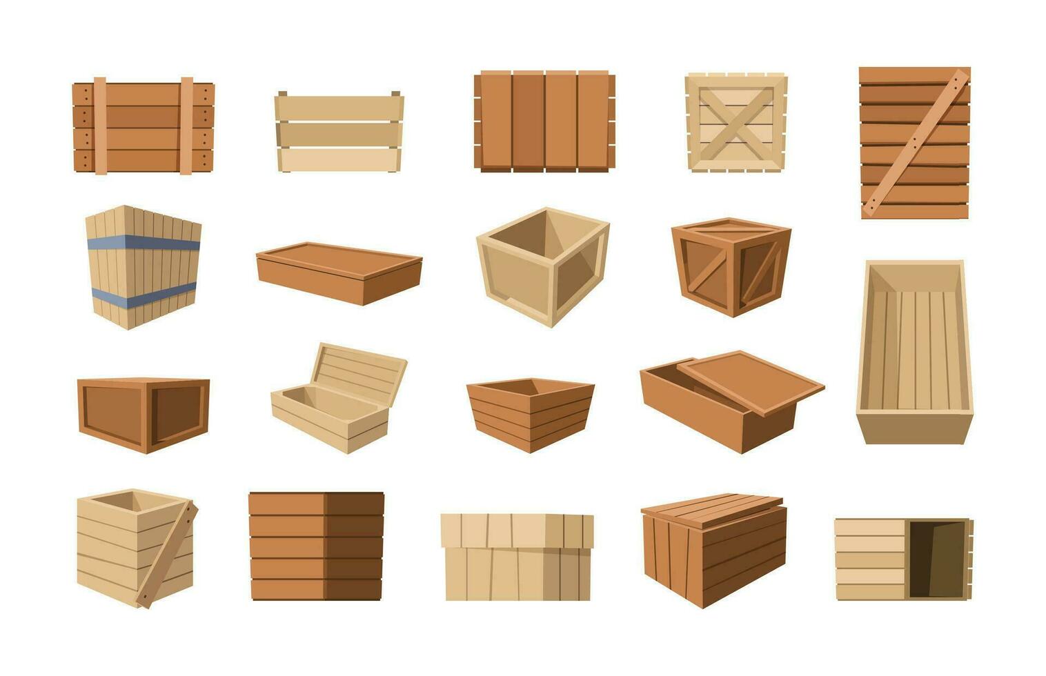 legna contenitore. cartone animato magazzino con di legno scatole