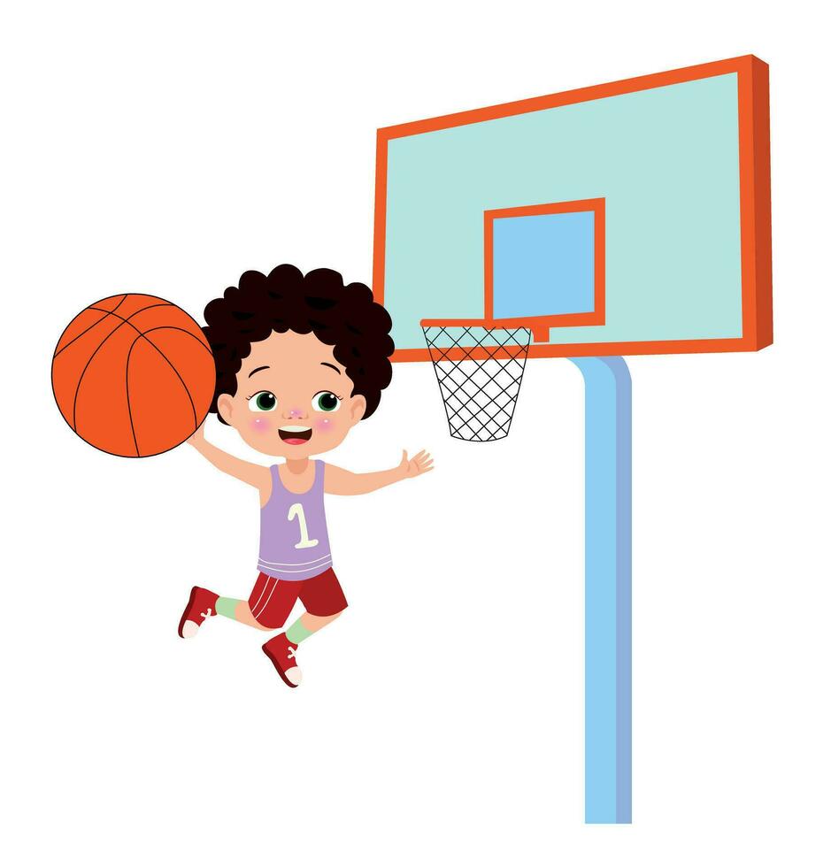 vettore illustrazione di ragazzo giocando pallacanestro