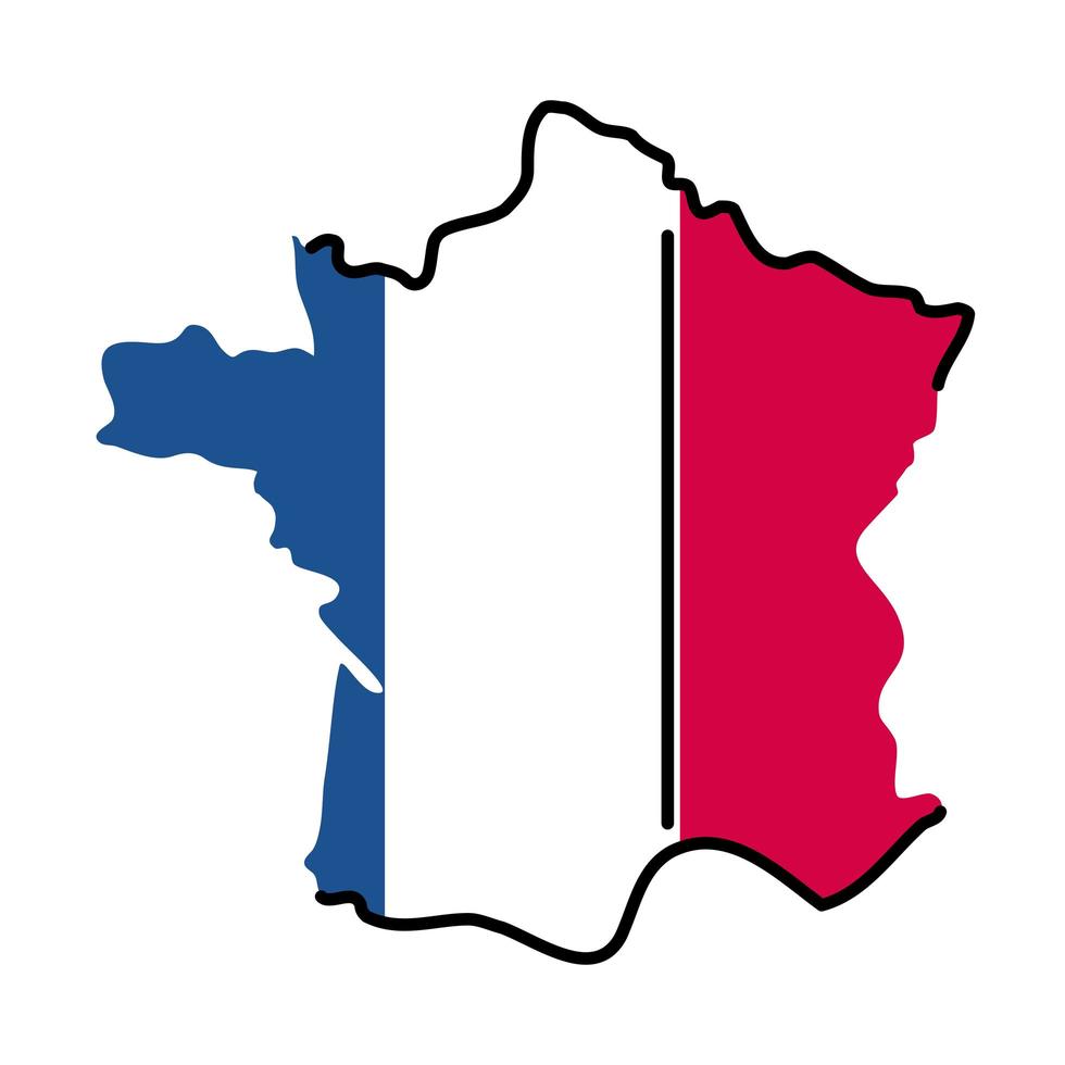 disegno vettoriale dell'icona di stile di riempimento e linea della mappa della francia