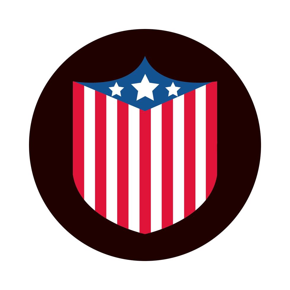 4 luglio giorno dell'indipendenza bandiera americana blocco etichetta nazionale patriottica e icona di stile piatto vettore