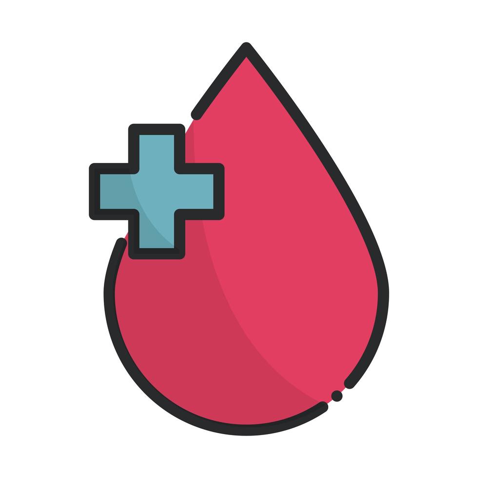 donazione sangue carità assistenza sanitaria linea medica e icona di riempimento vettore