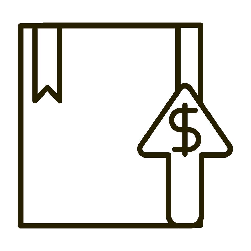 icona di stile della linea di investimento finanziario aziendale freccia in alto della scatola di cartone vettore