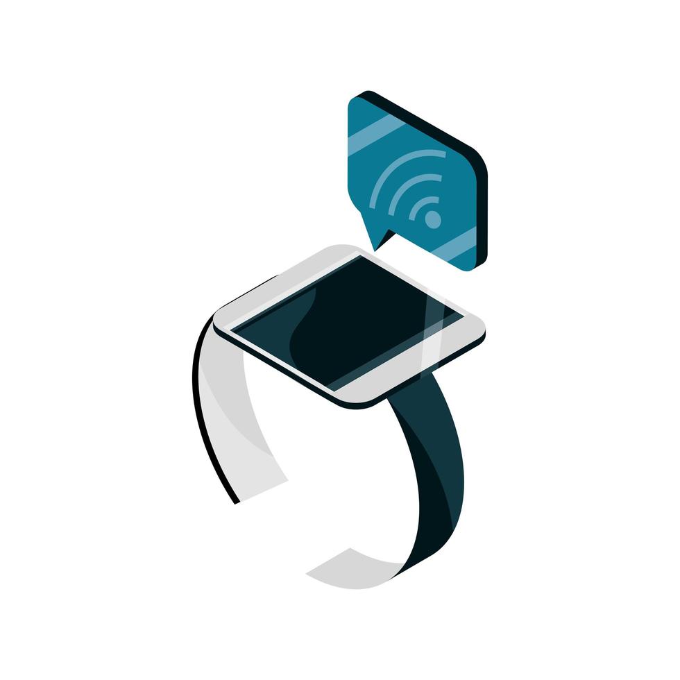 icona isolata isometrica della tecnologia del gadget del dispositivo di connessione internet dell'orologio intelligente smart vettore