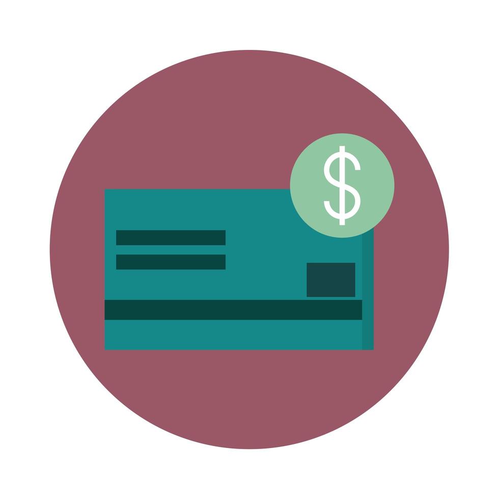 icona di stile di blocco dei soldi di credito o debito della carta bancaria mobile vettore
