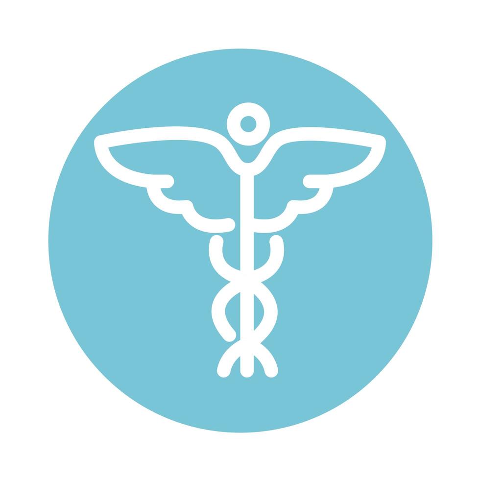 caduceo simbolo medico icona stile blocco sanitario vettore