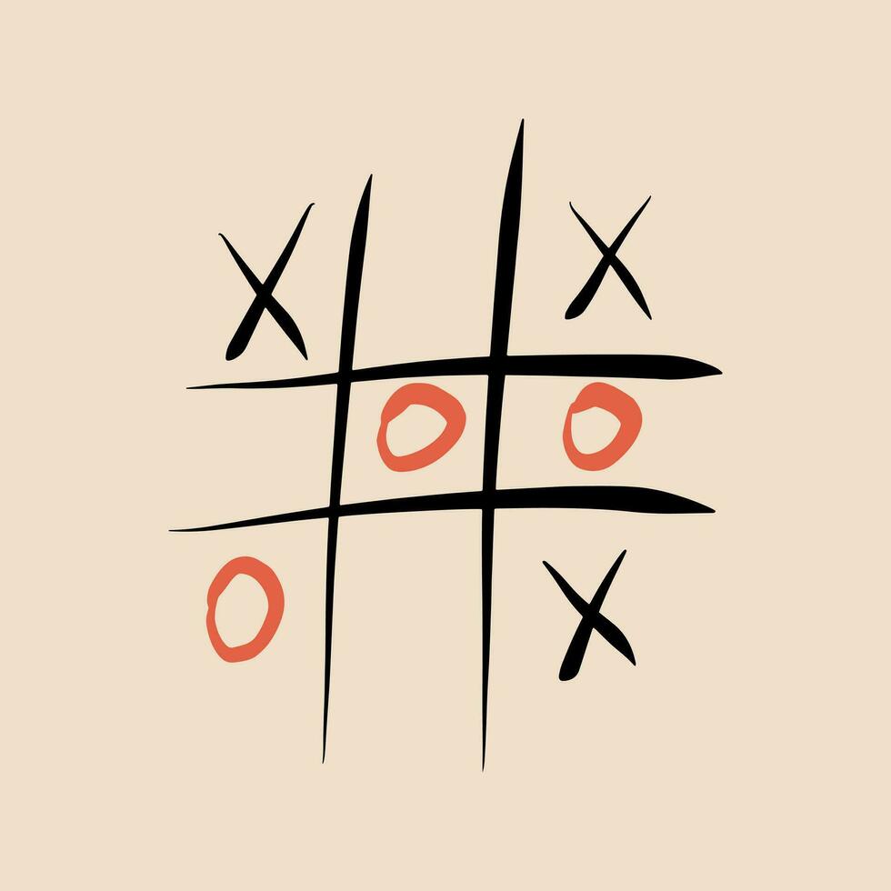 tic-tac-toe gioco. vettore illustrazione nel scarabocchio stile.