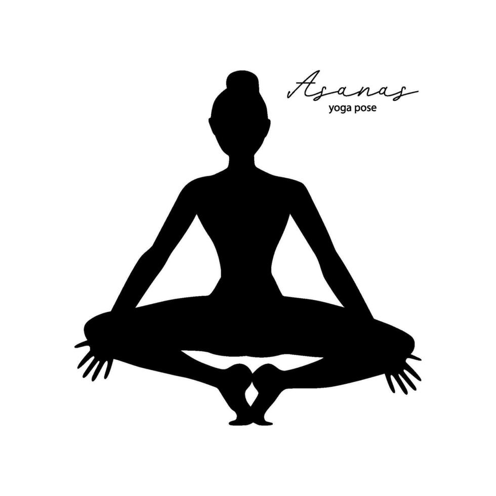 yoga posa - asana - nero icona isolato su bianca sfondo vettore