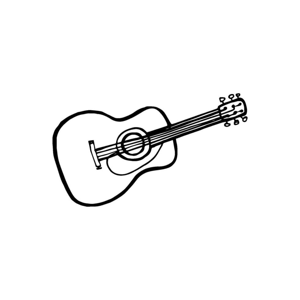 chitarra scarabocchio isolato su un' bianca sfondo. vettore mano disegnato illustrazione.