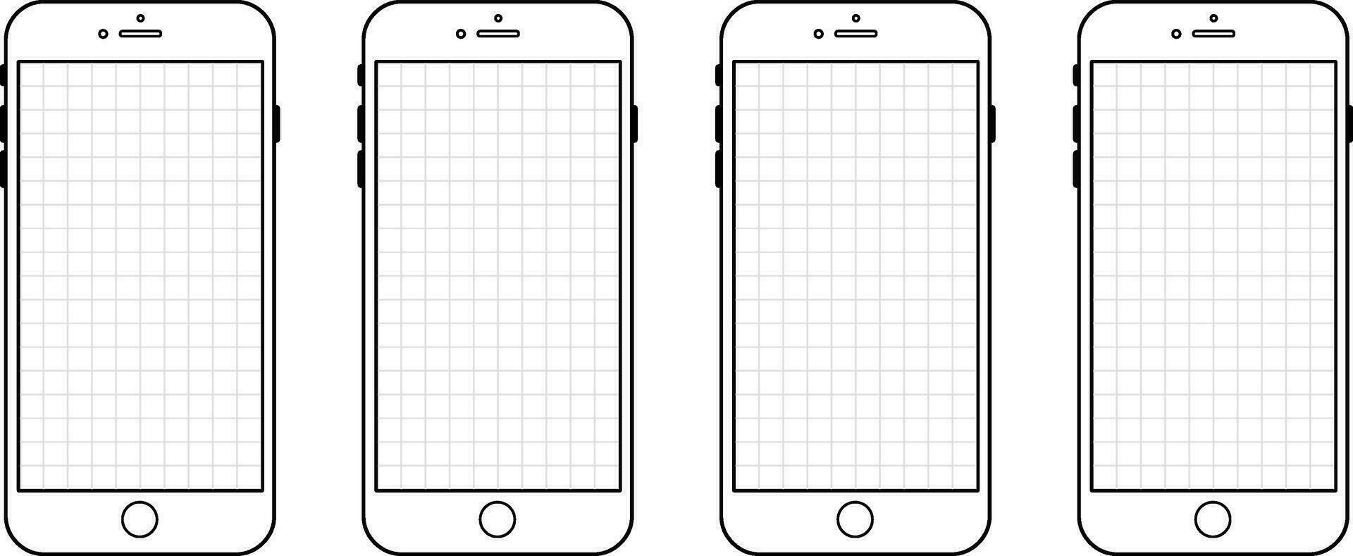 realistico Modelli smartphone con trasparente schermi. smartphone modello collezione. dispositivo davanti Visualizza. vettore