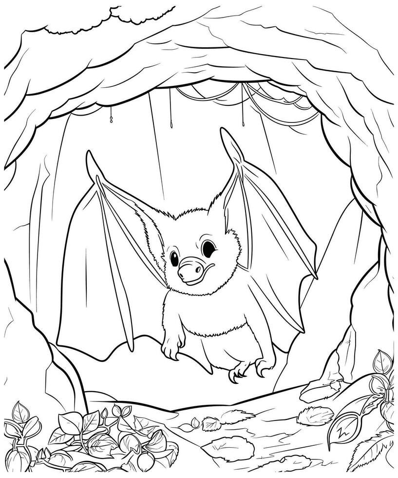 pipistrello colorazione pagina per adulti vettore illustrazione