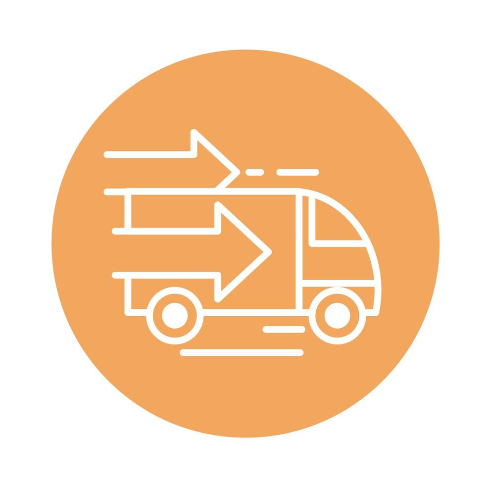 icona di stile del blocco di consegna relativa alla spedizione di merci di camion veloce vettore