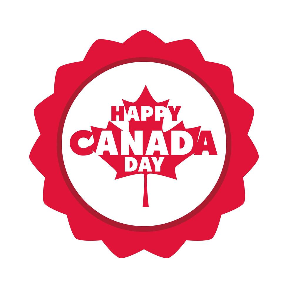 Canada day maple leaf lettering memorial celebrazione distintivo stile piatto icona vettore