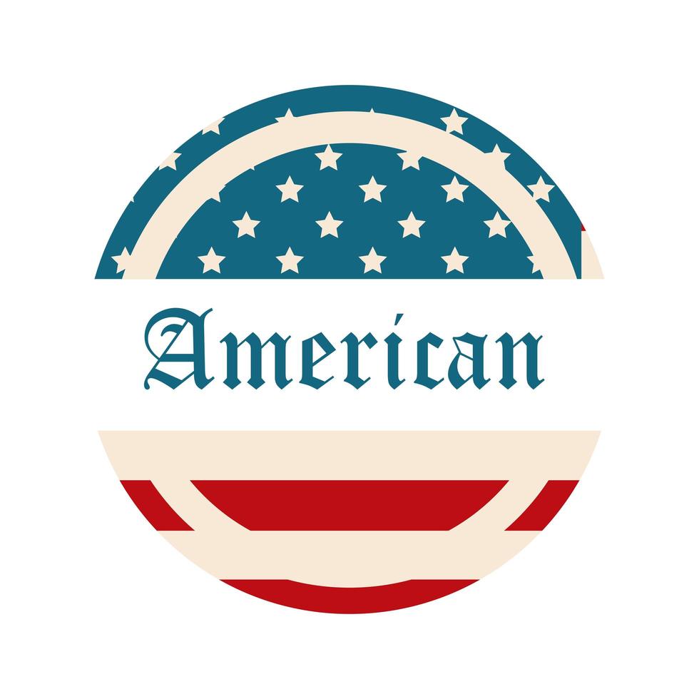 felice giorno dell'indipendenza bandiera americana lettering design nazionale icona stile piatto vettore