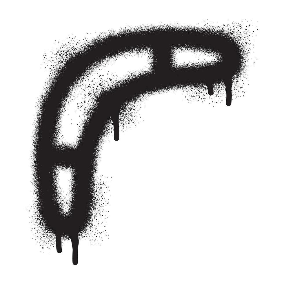 bumerang icona graffiti con nero spray dipingere vettore