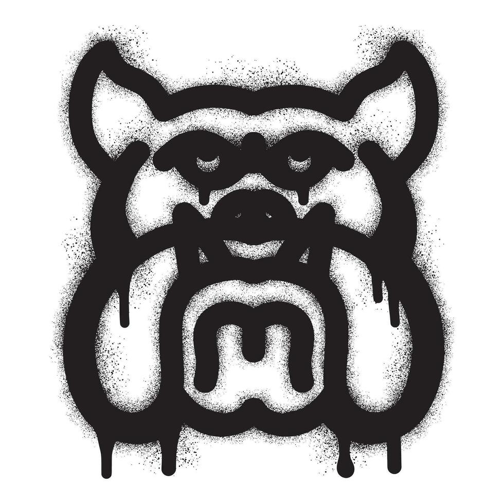 bulldog testa icona graffiti con nero spray dipingere vettore