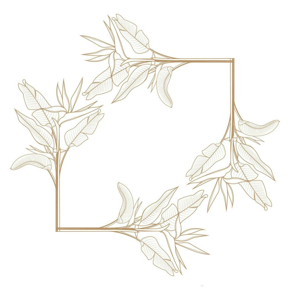 heliconia le foglie floreale telaio monogramma vettore design modello con copia spazio per testo o lettering