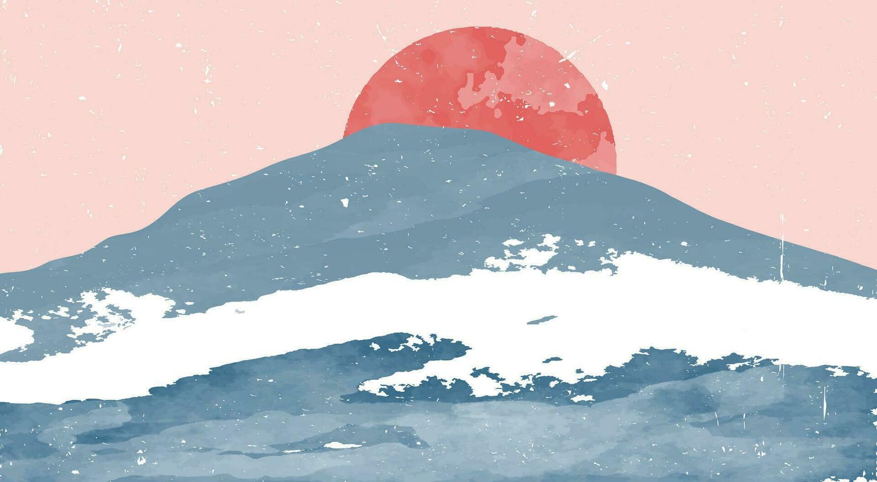 inverno montagna paesaggio illustrazioni. medio secolo moderno minimalista arte Stampa. astratto contemporaneo estetico sfondi paesaggi vettore