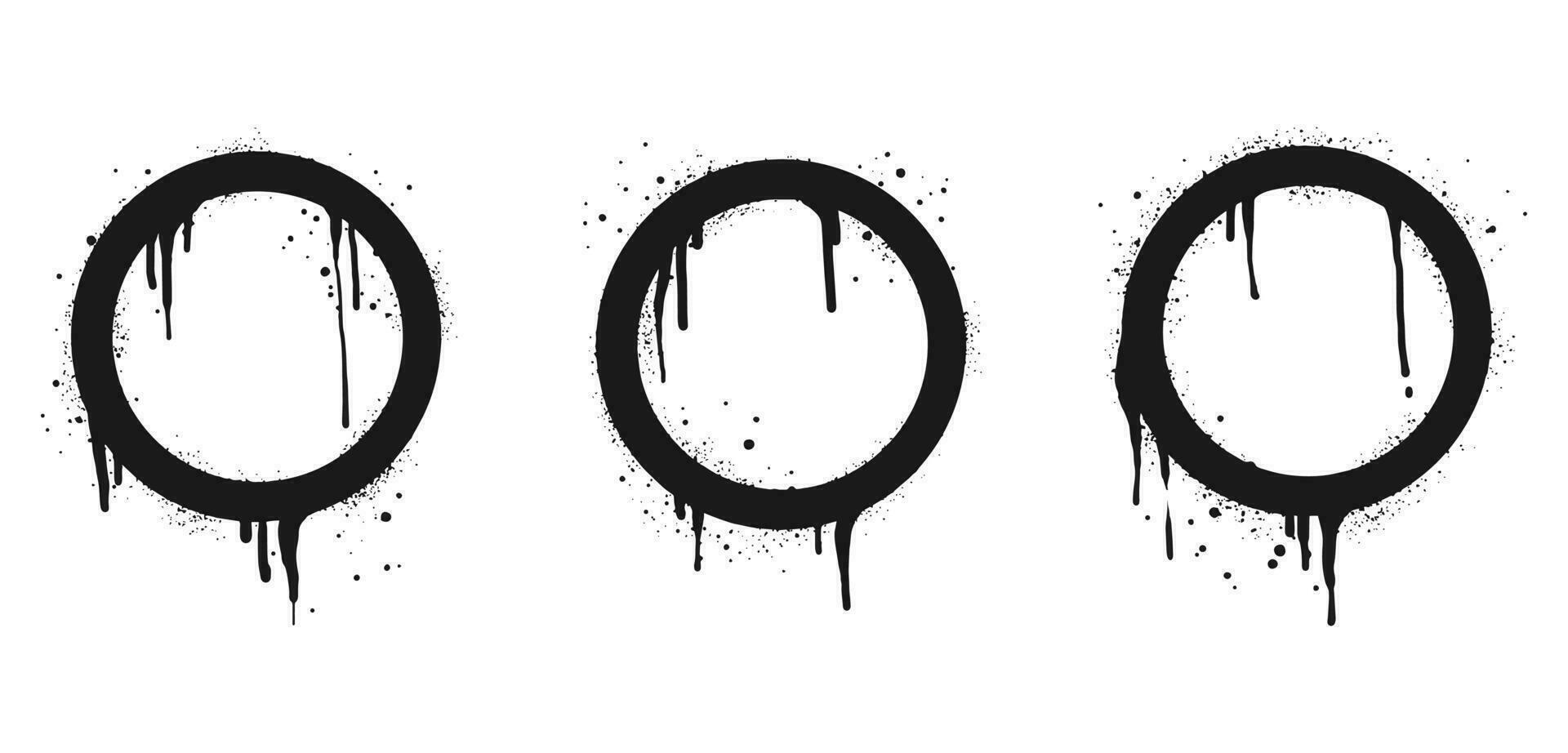 collezione di spray dipinto graffiti cerchio cartello nel nero al di sopra di bianca. design elemento gocciolare simbolo. isolato su bianca sfondo. vettore illustrazione