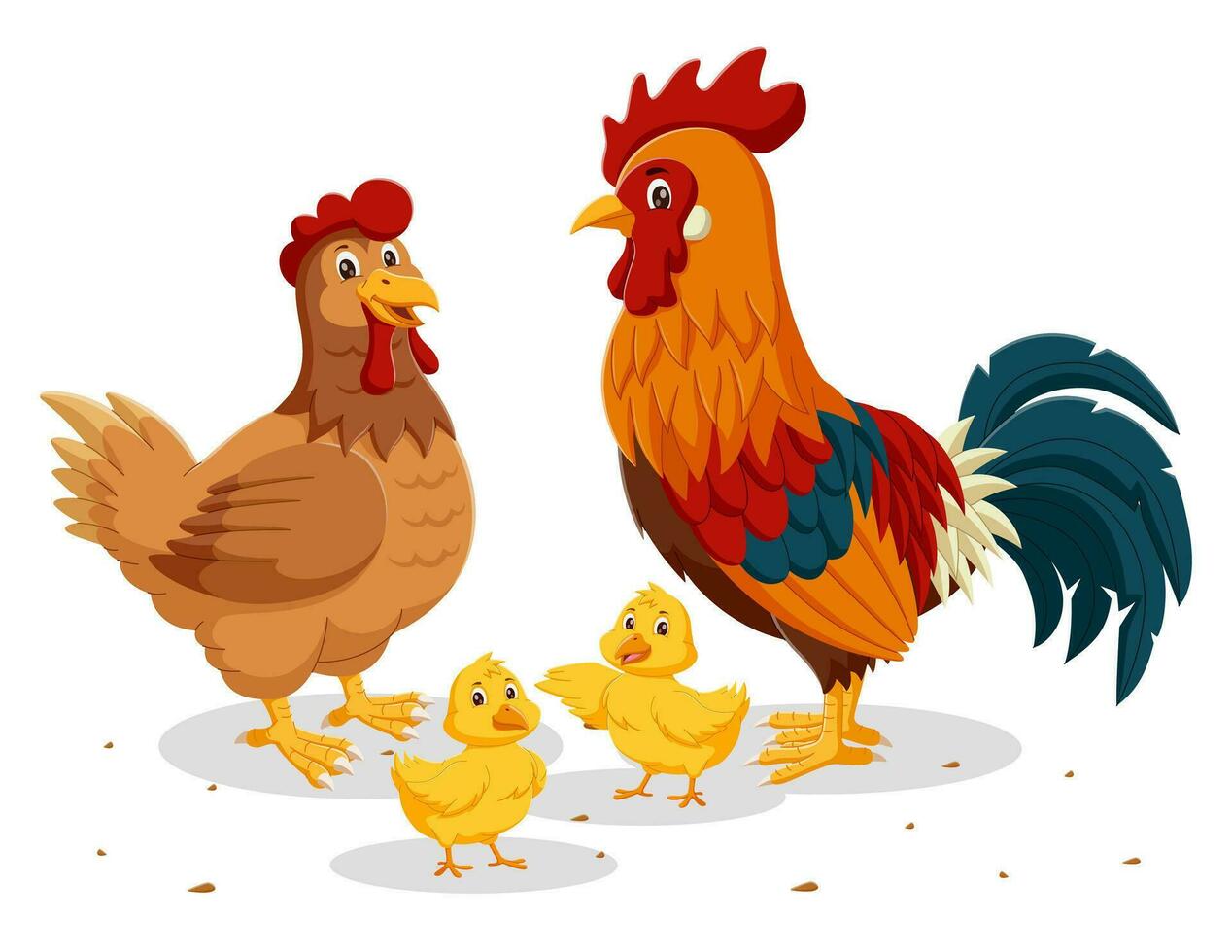 illustrazione di Gallo pollo e pulcini. vettore illustrazione