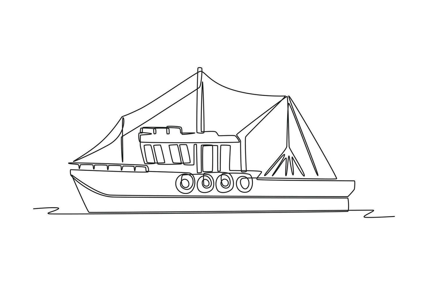continuo uno linea disegno oceano viaggio mezzi di trasporto concetto. singolo linea disegnare design vettore grafico illustrazione.