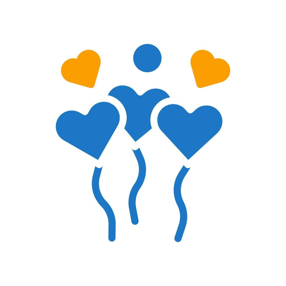 Palloncino amore icona solido blu arancia stile San Valentino illustrazione simbolo Perfetto. vettore