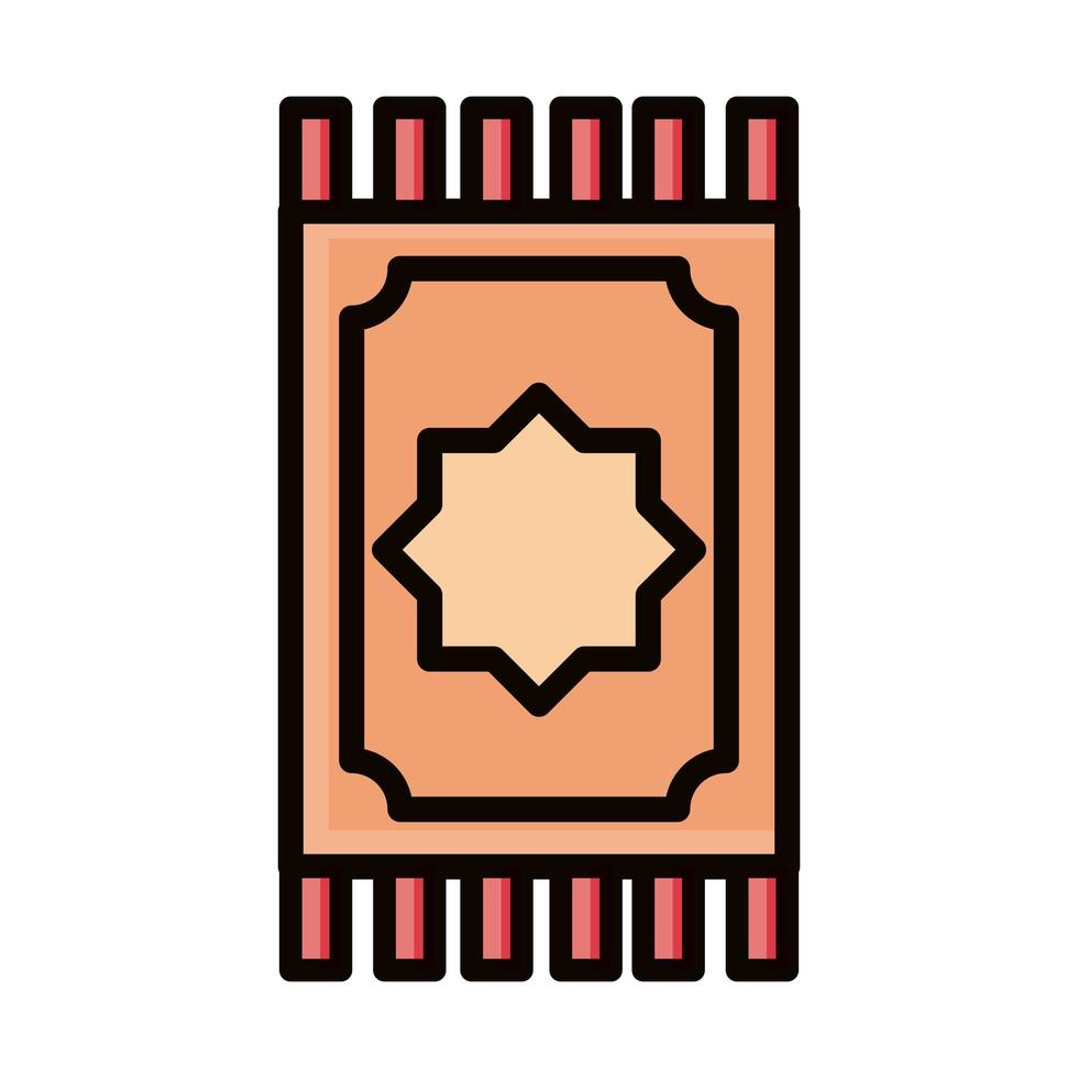 cultura del tappeto tradizionale eid mubarak celebrazione religiosa islamica linea e icona di riempimento vettore