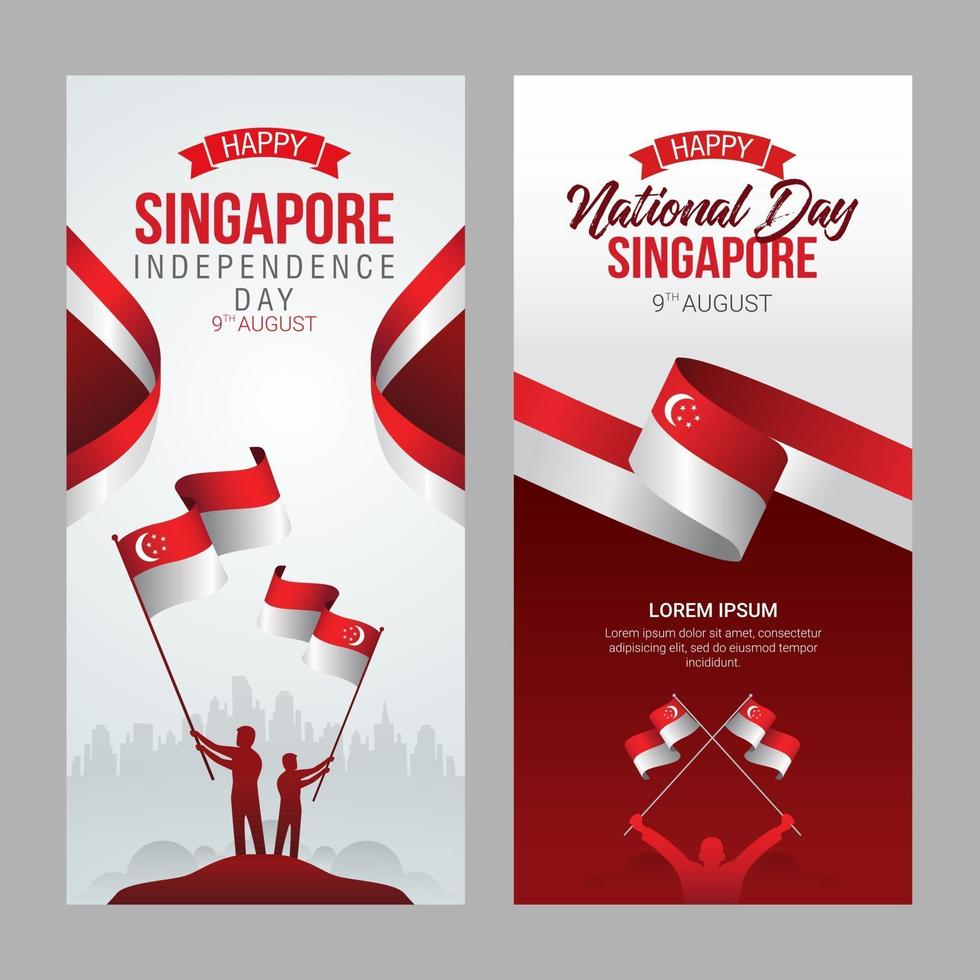 illustrazione vettoriale di celebrazione della bandiera del giorno dell'indipendenza di singapore
