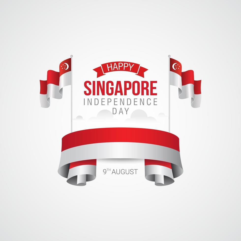 illustrazione vettoriale di celebrazione della bandiera del giorno dell'indipendenza di singapore