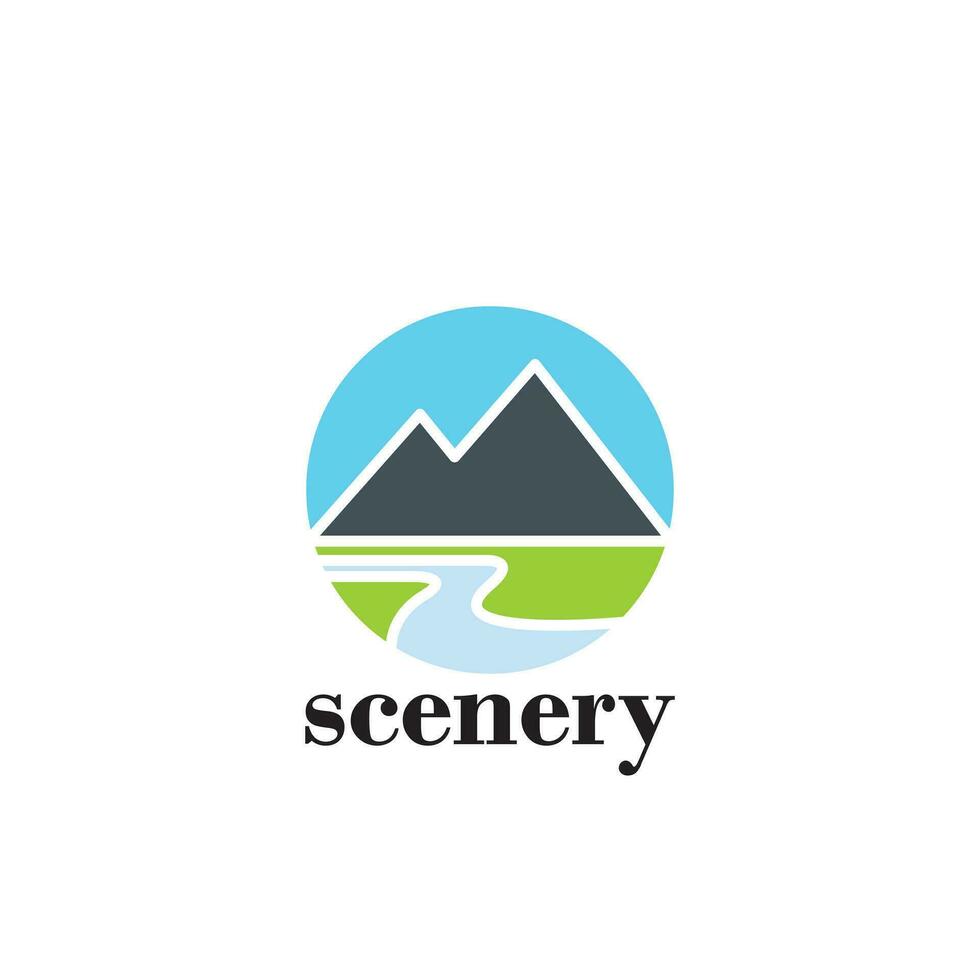 montagna natura logo con minimalista disegno, natura illustrazione vettore
