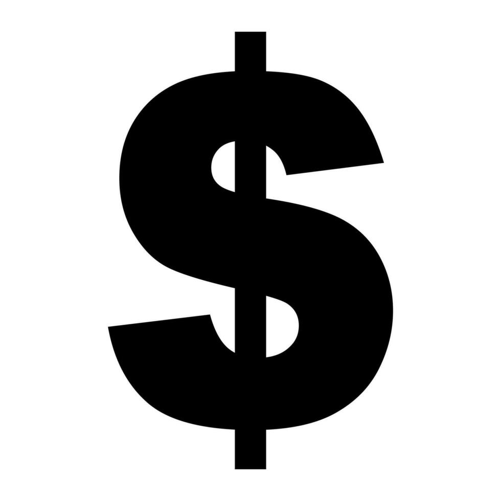 nero dollaro simbolo isolato su bianca sfondo vettore