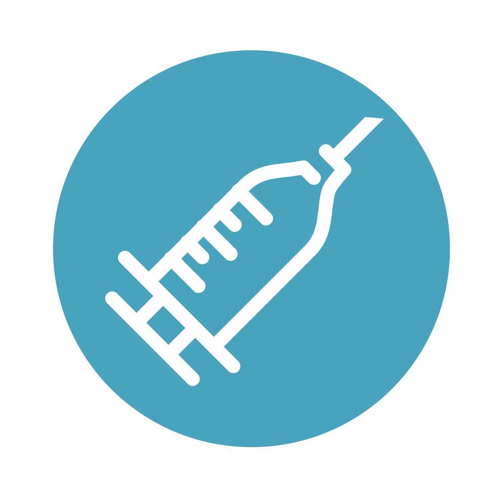 icona di stile del blocco medico e sanitario della siringa di vaccinazione vettore
