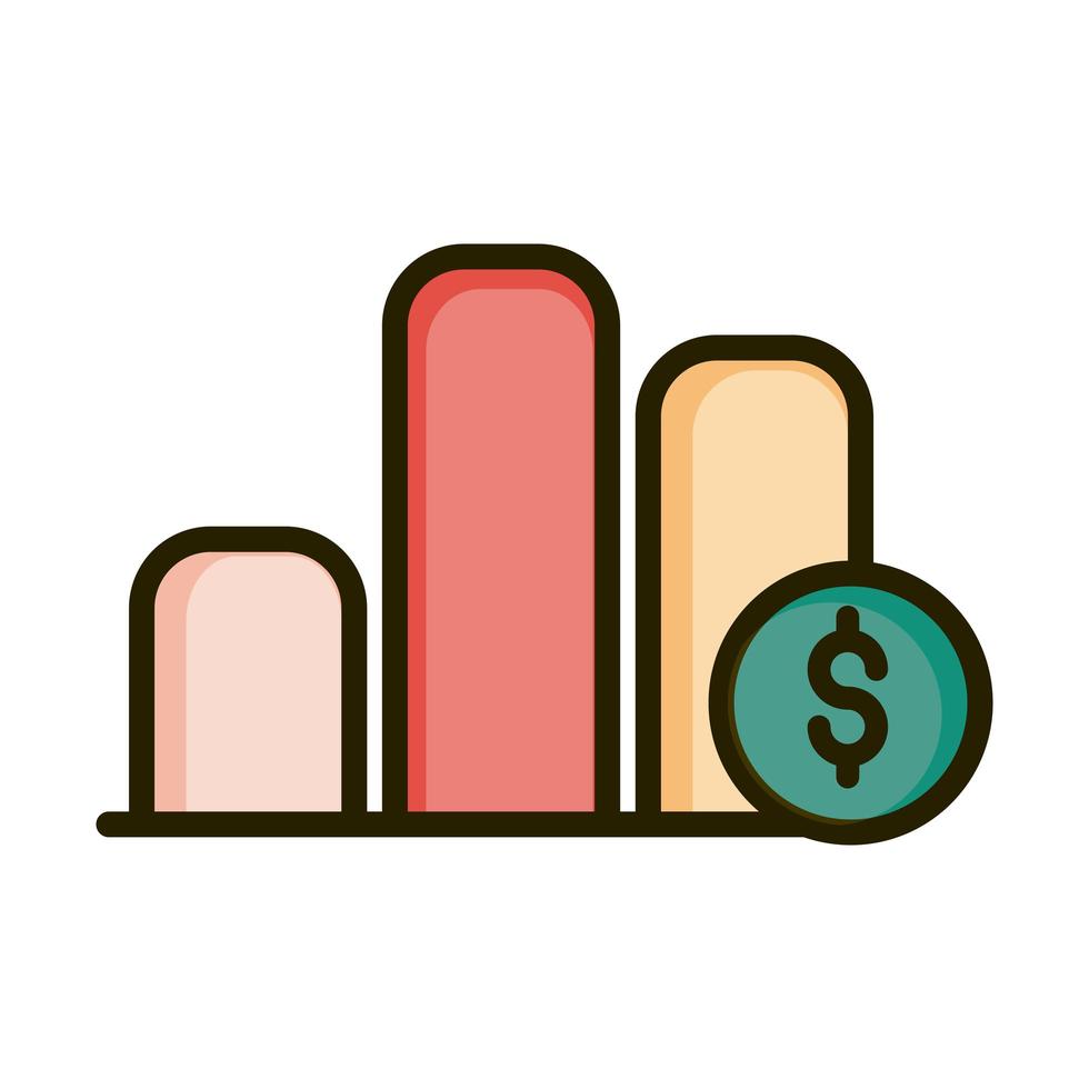 rapporto grafico diagramma denaro affari finanziari linea del mercato azionario e icona di riempimento vettore