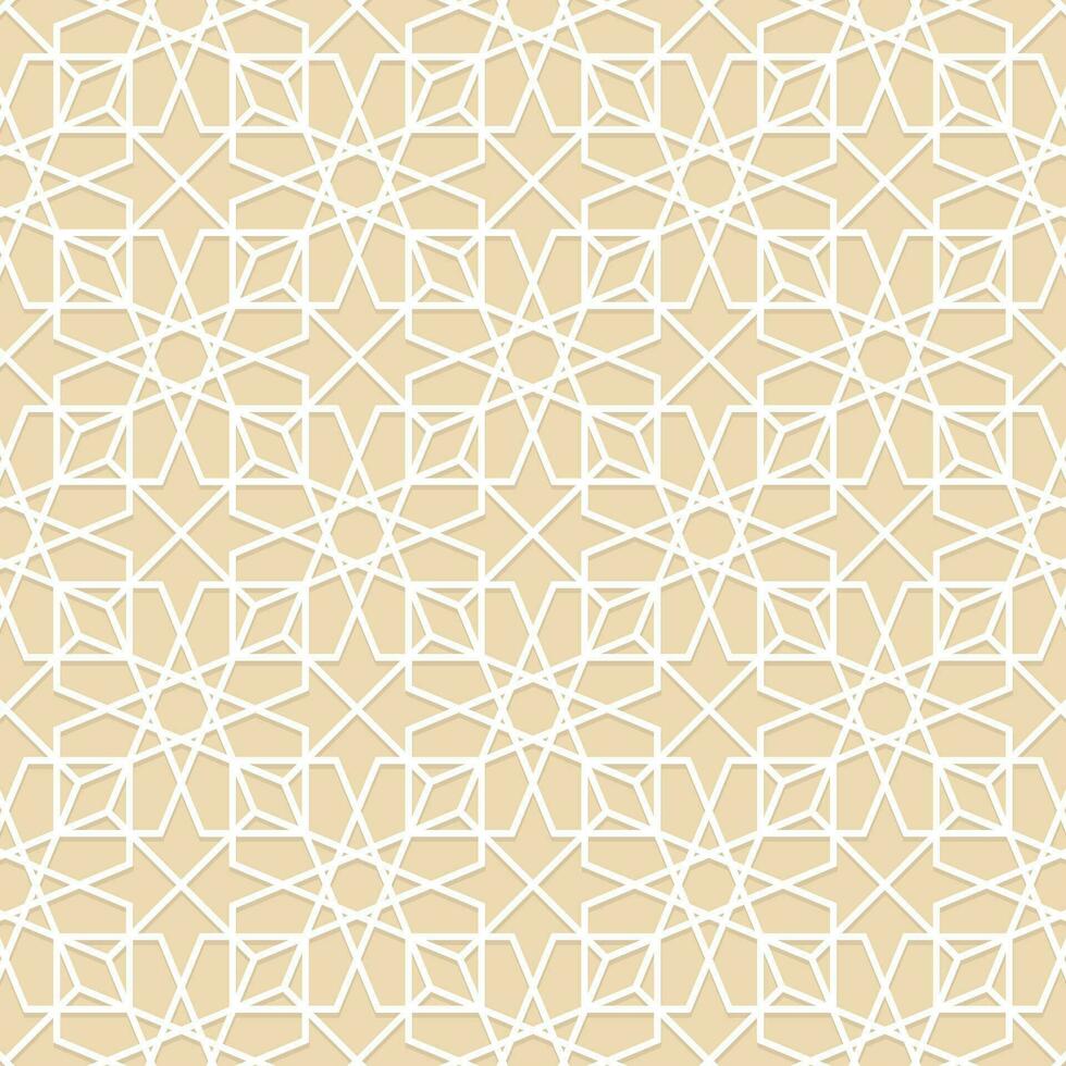islamico stella oro modello. senza soluzione di continuità geometrico modello. islamico modello. Arabo, persiano motivo, 3d. Ramadan kareem oro saluto carta, striscione. geometrico ornato, splendente vettore illustrazione.