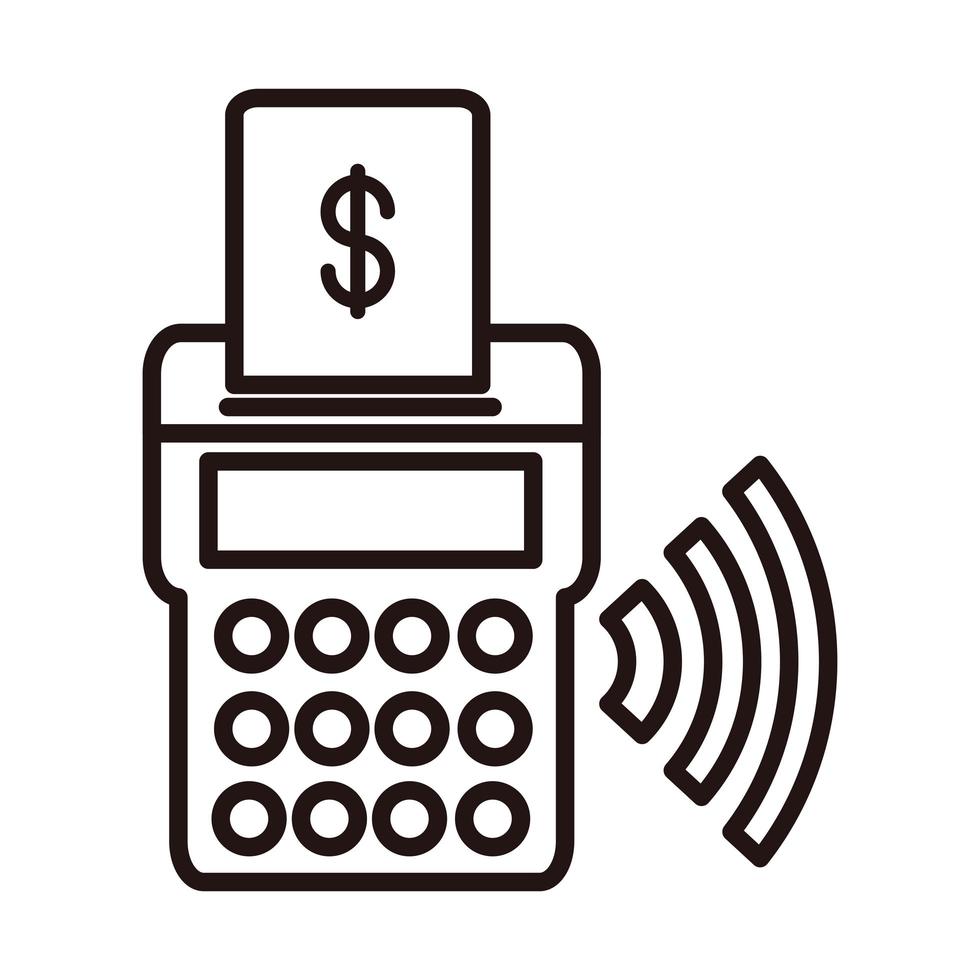 terminale POS shopping o pagamento icona di stile linea di mobile banking banking vettore