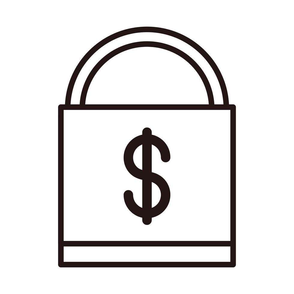 protezione della sicurezza denaro shopping o pagamento icona di stile linea di mobile banking vettore