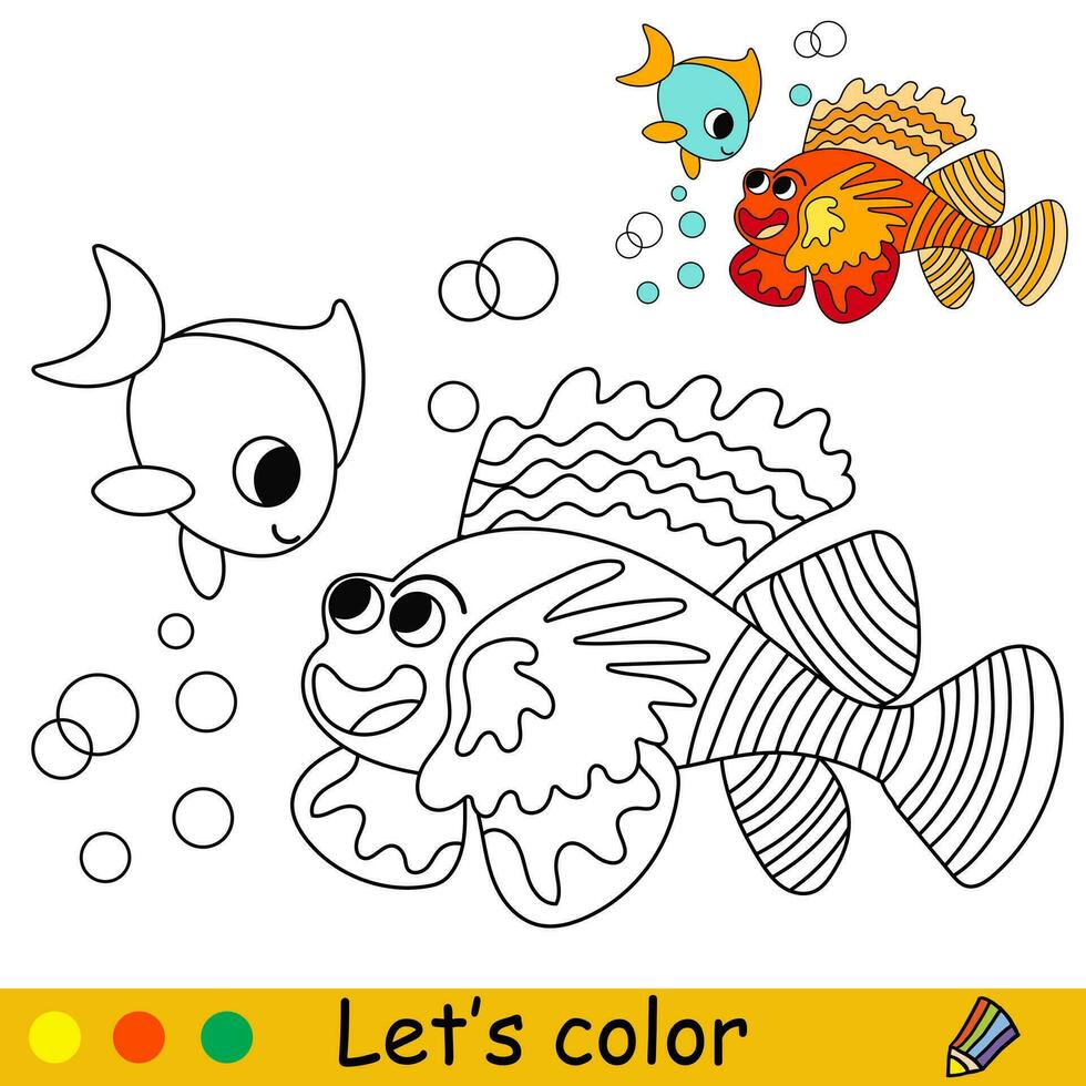 bambini colorazione contento Pesci amici vettore illustrazione