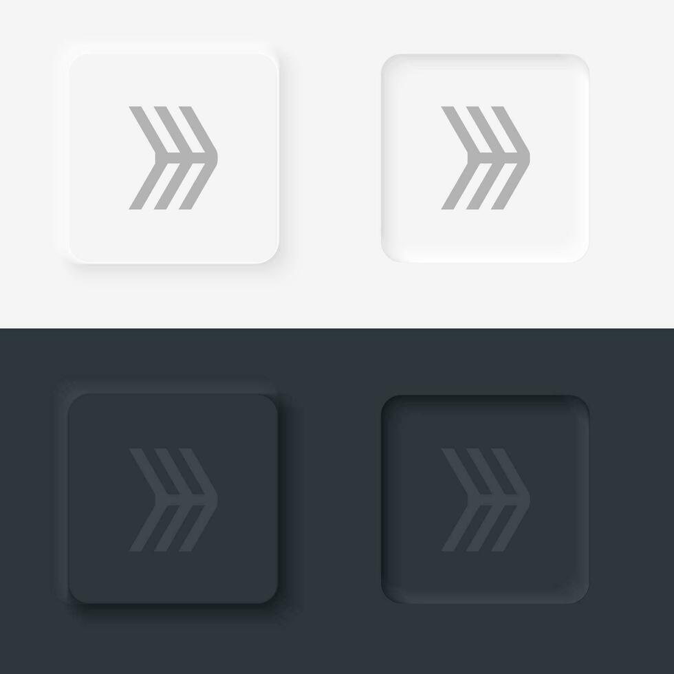 freccia vettore icona, neumorfico stile freccia pulsante vettore icona su nero e bianca sfondo impostato