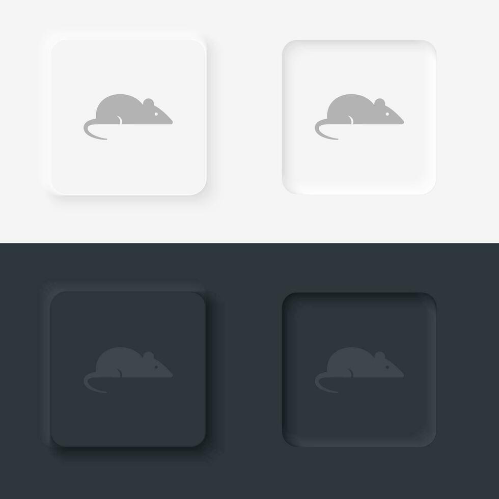 ratto, laboratorio, neomorphism stile, vettore icona con pulsante. su nero e bianca sfondo