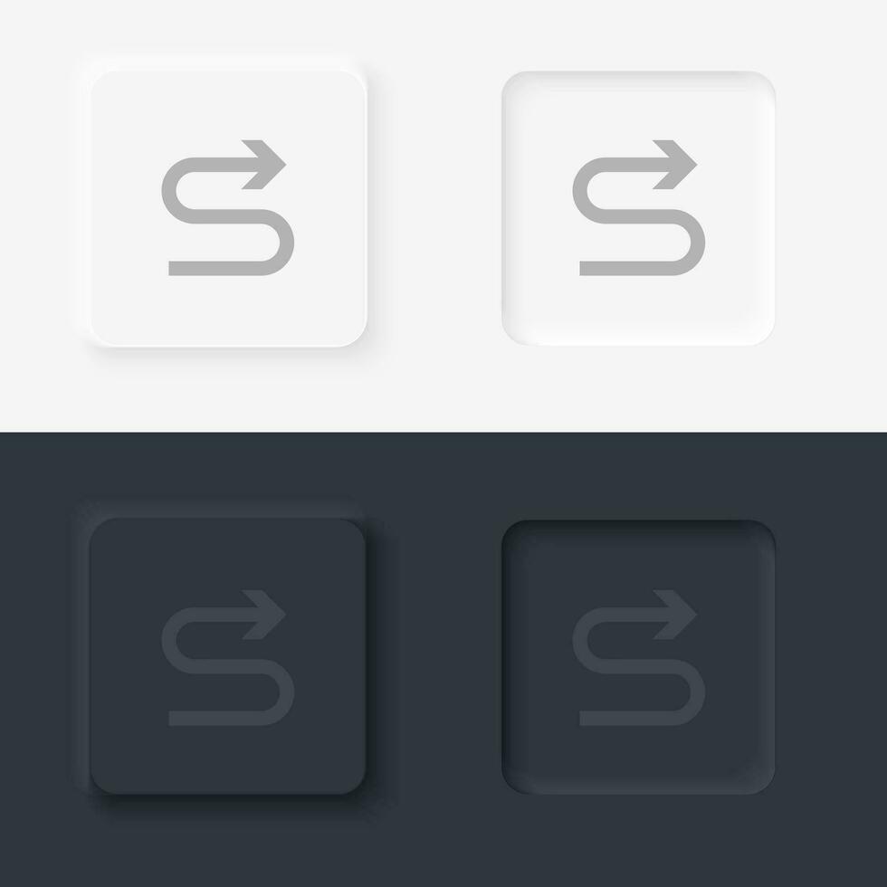 freccia vettore icona, neumorfico stile freccia pulsante vettore icona su nero e bianca sfondo impostato