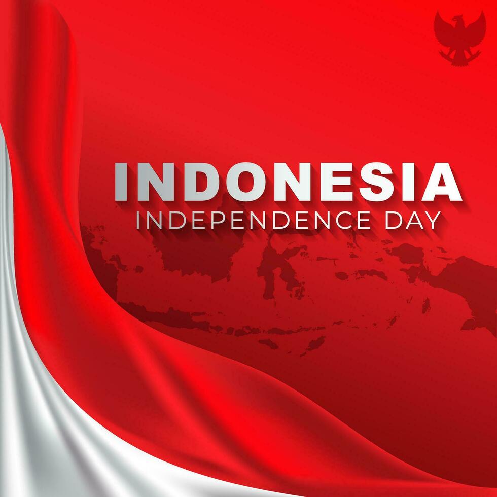 realistico indonesiano bandiera indonesiano indipendenza giorno vettore