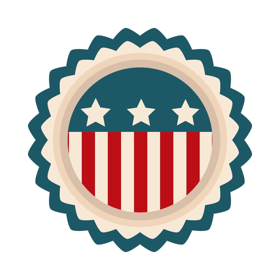 felice giorno dell'indipendenza bandiera americana distintivo emblema libertà icona stile piatto vettore