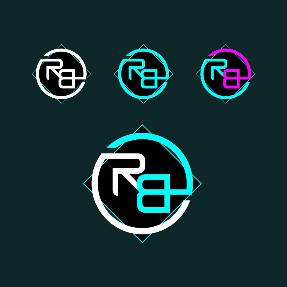 rb di moda lettera logo design con cerchio vettore