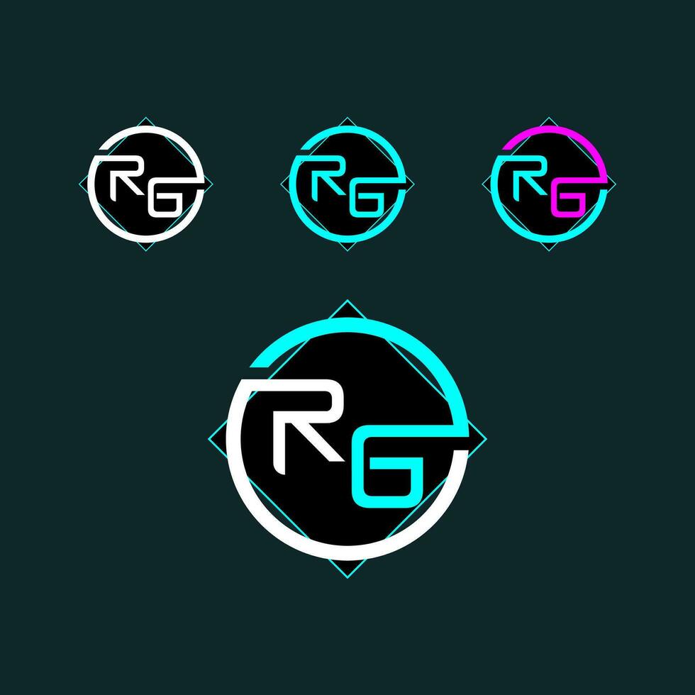 rg di moda lettera logo design con cerchio vettore