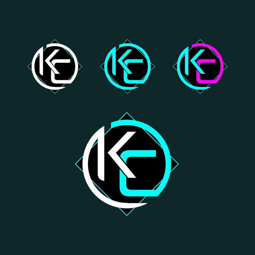 kc di moda lettera logo design con cerchio vettore