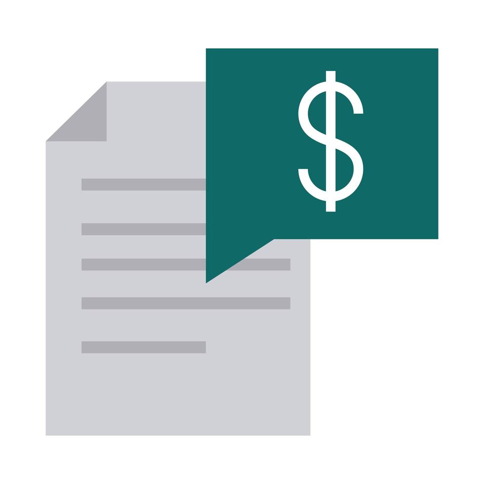 icona di stile piatto denaro documento di pagamento bancario mobile vettore