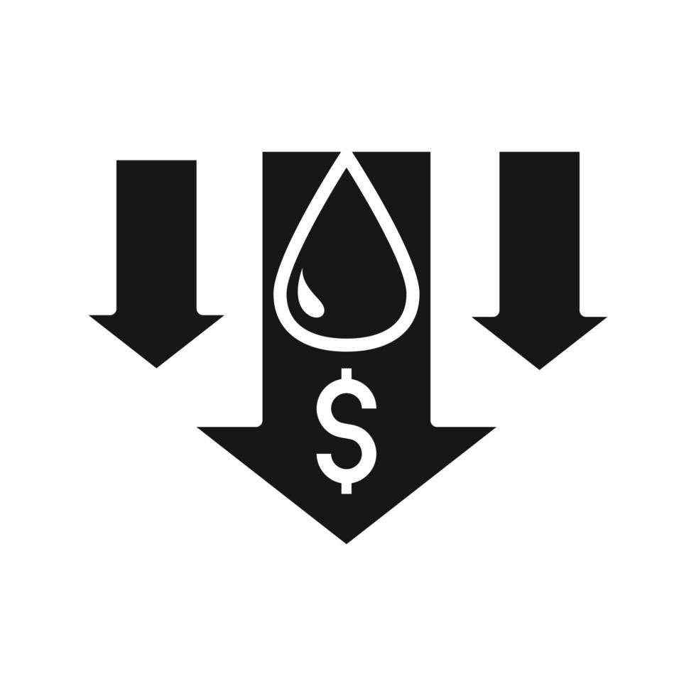 statistiche recessione denaro crisi commerciale economia prezzo del petrolio crash silhouette icona di stile vettore