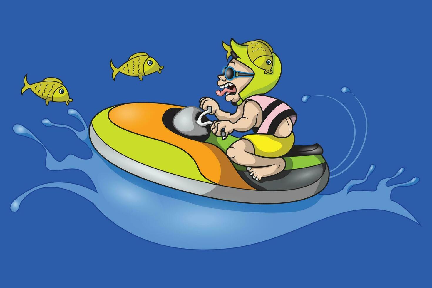 Moto d'acqua Giocatori ottenere distrazioni a partire dal pesce vettore