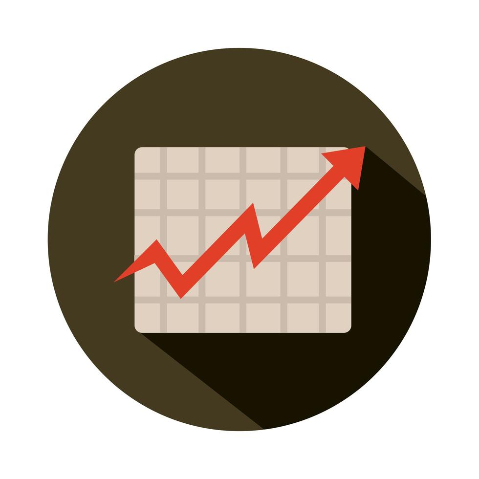 freccia del grafico delle statistiche che sale l'aumento dei prezzi degli alimenti icona di stile del blocco vettore