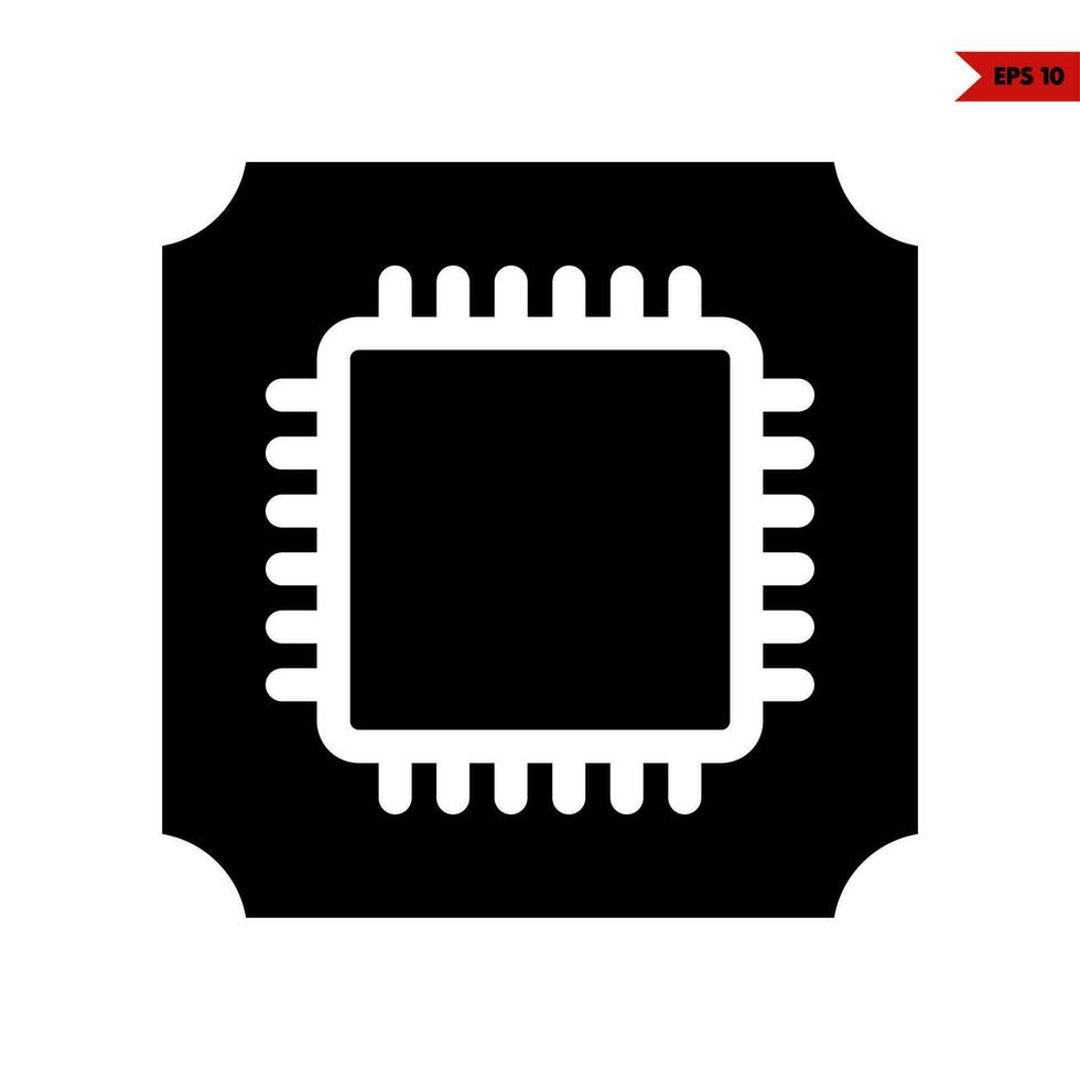 icona del glifo della cpu vettore