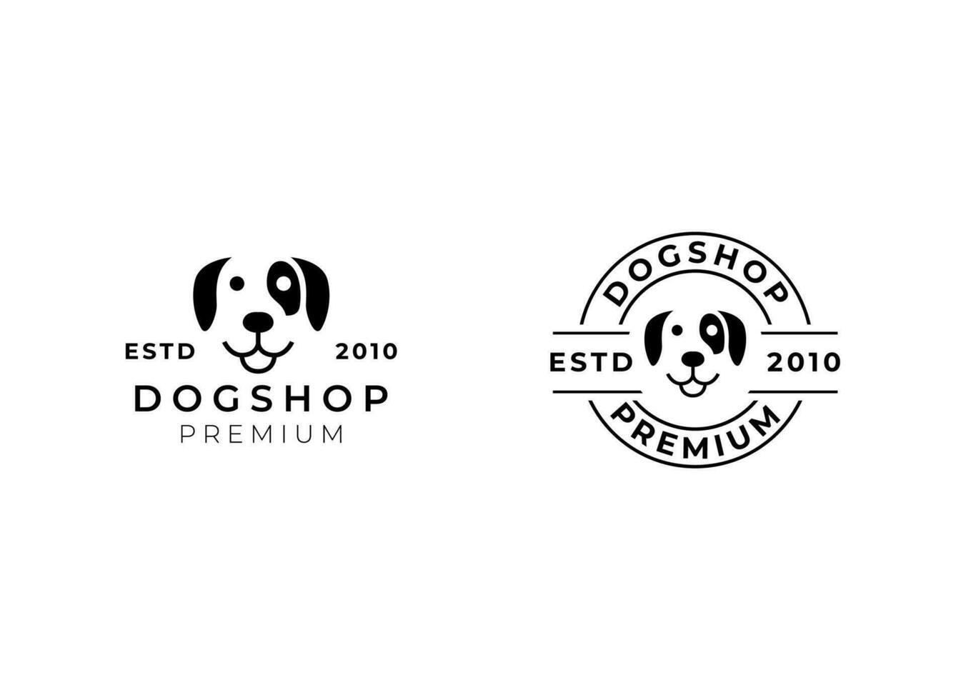 cane cura e animale domestico negozio logo design. cane logo design modello. vettore